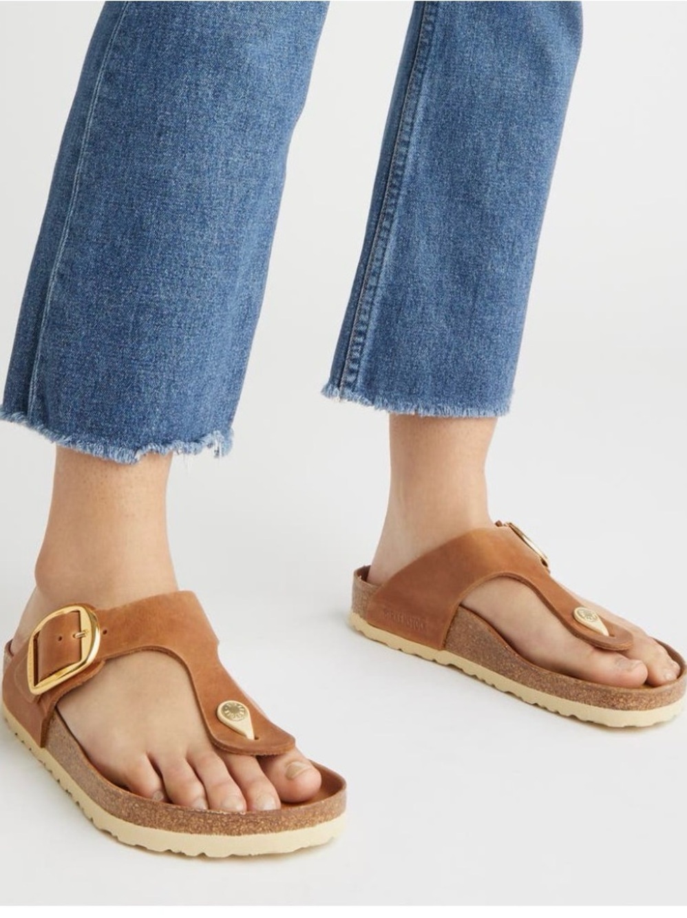 Birkenstock Gizeh Big Buckle Sandal Cognac Leather Women’s size 40